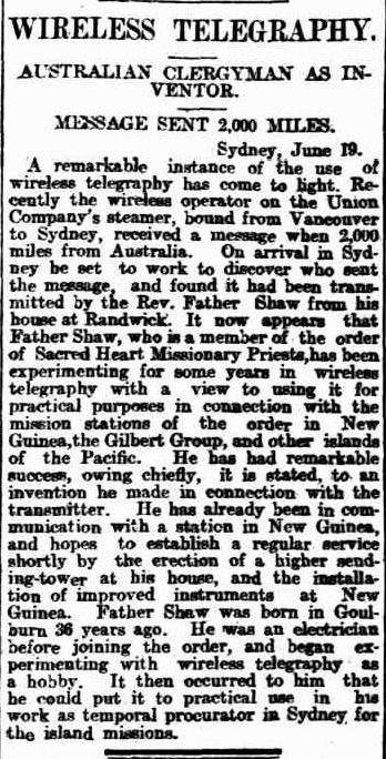 Adelaide Advertiser Aust clergyman as inventor