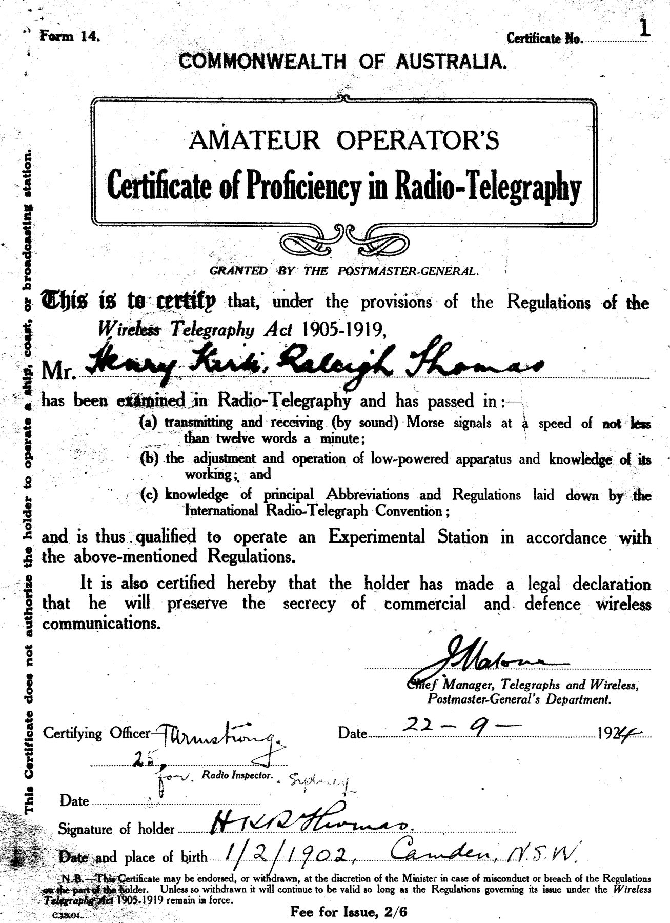 AOCP cert #1