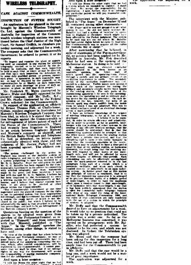 Argus p6 Case against Commonwealth