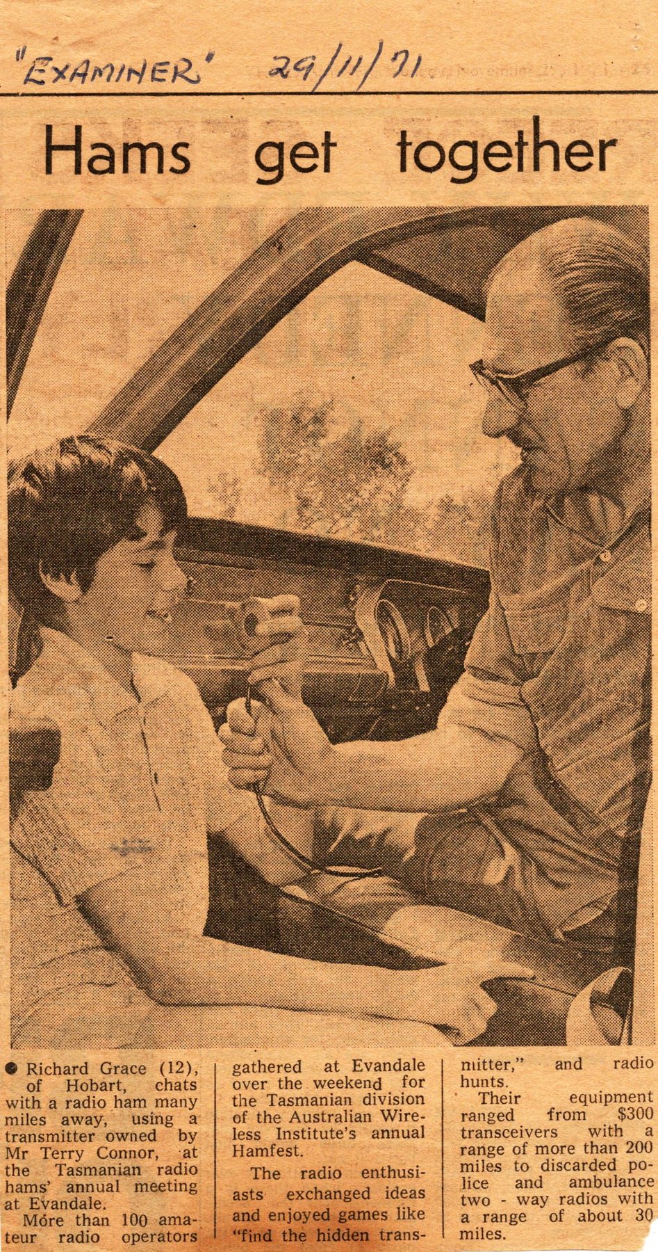 Richard Grace (12) and Terry Connor Evandale 1971 ex VK7AL