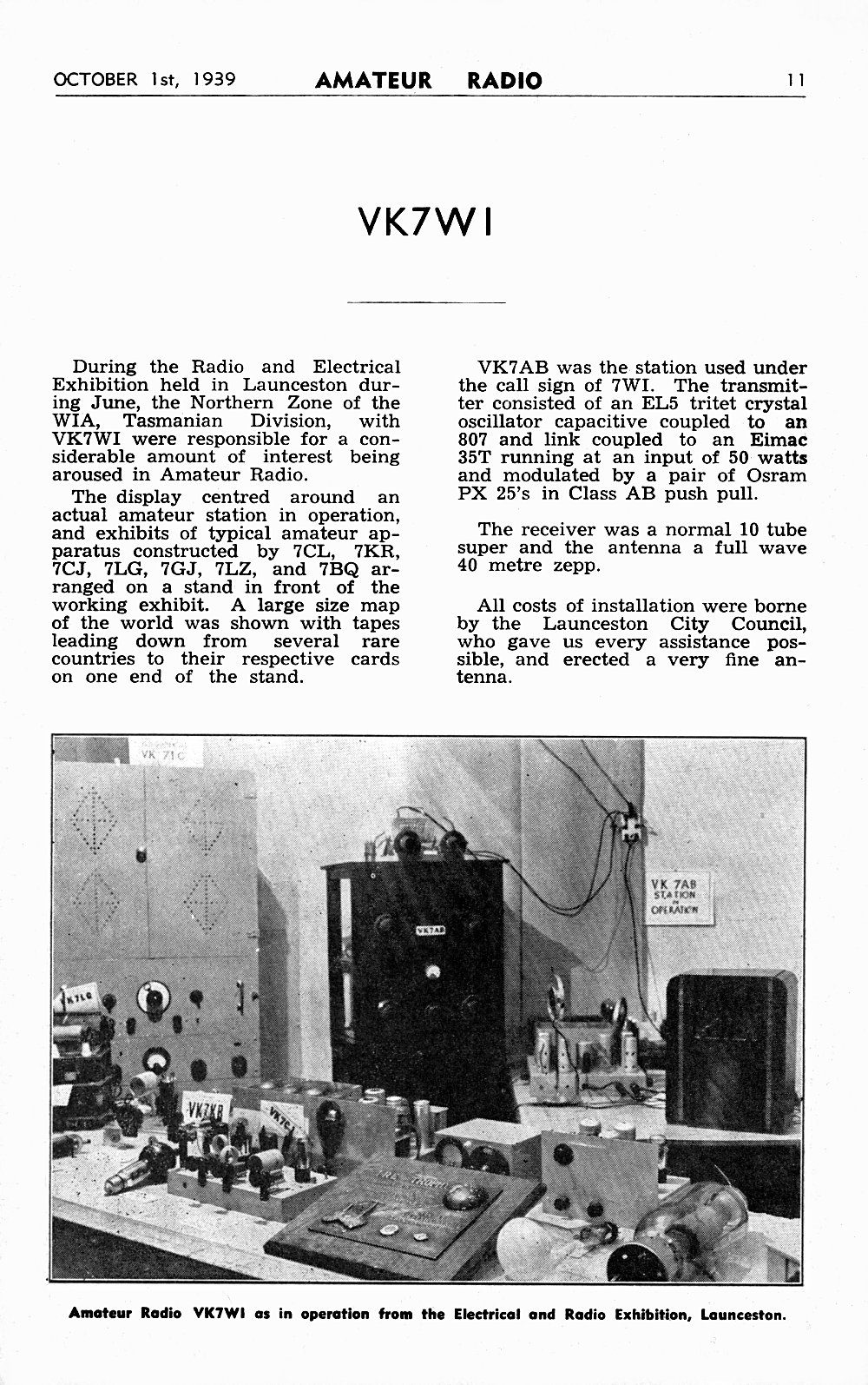 VK7WI Northern Radio Exhibition