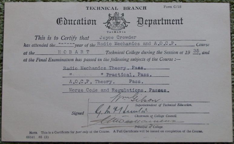 VK7YL 1935 Exam